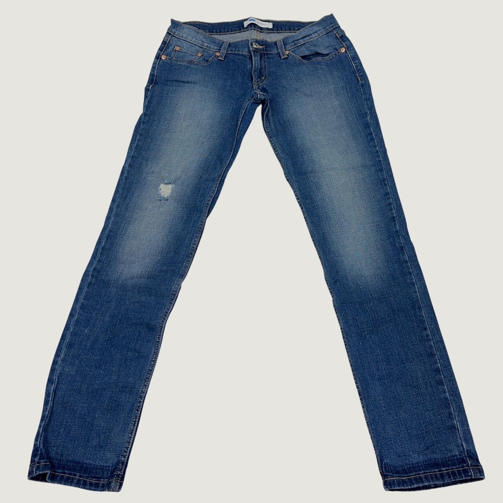 Levis 524 Skinny Jeans Womens 31x30 Medium Wash Low Rise Denim Distressed 524-04